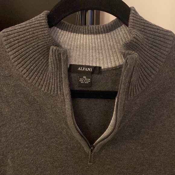 Alfani grey quarter zip sweater with detailing around the neck - Picture 2 of 2